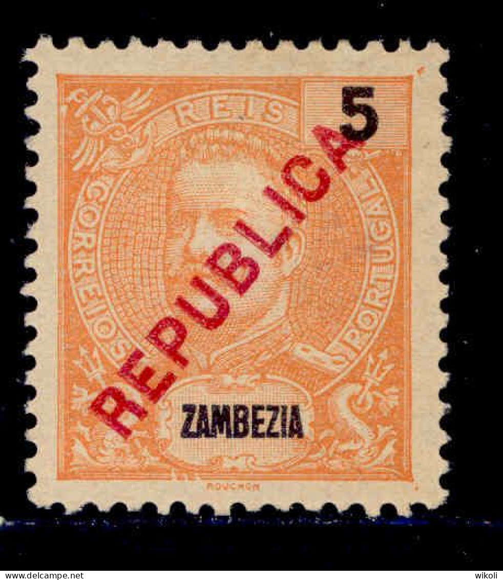 ! ! Zambezia - 1917 King Carlos Local Republica 5 R - Af. 91 - MH (TX 311) - Zambezia
