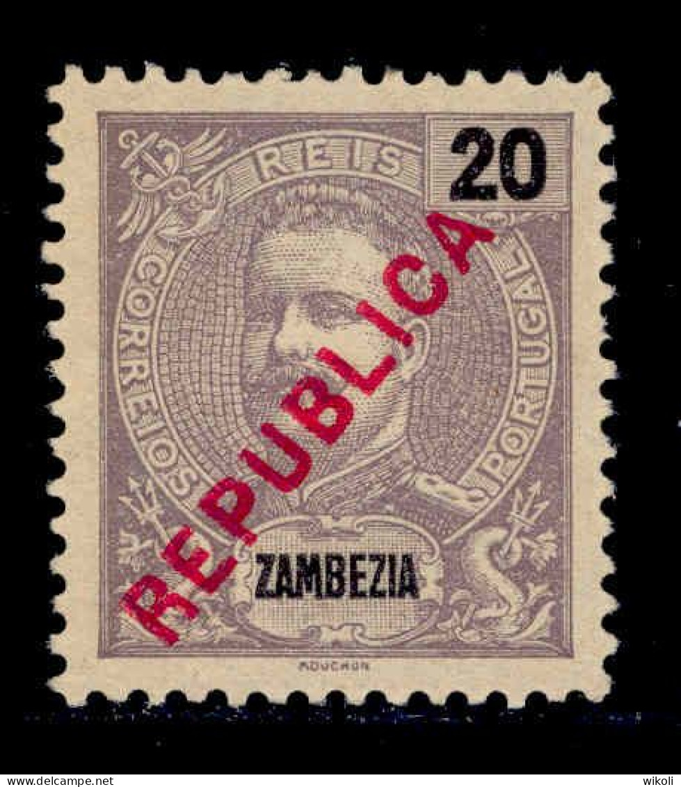 ! ! Zambezia - 1917 King Carlos Local Republica 20 R - Af. 94 - MH (TX 314) - Zambezia