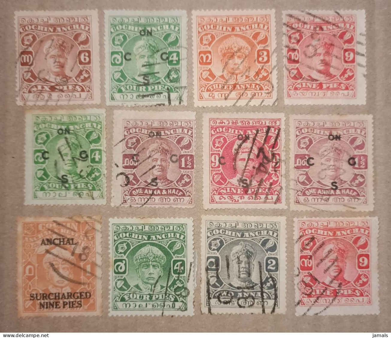 India Cochin State Used Stamps With C Postmark - Cochin