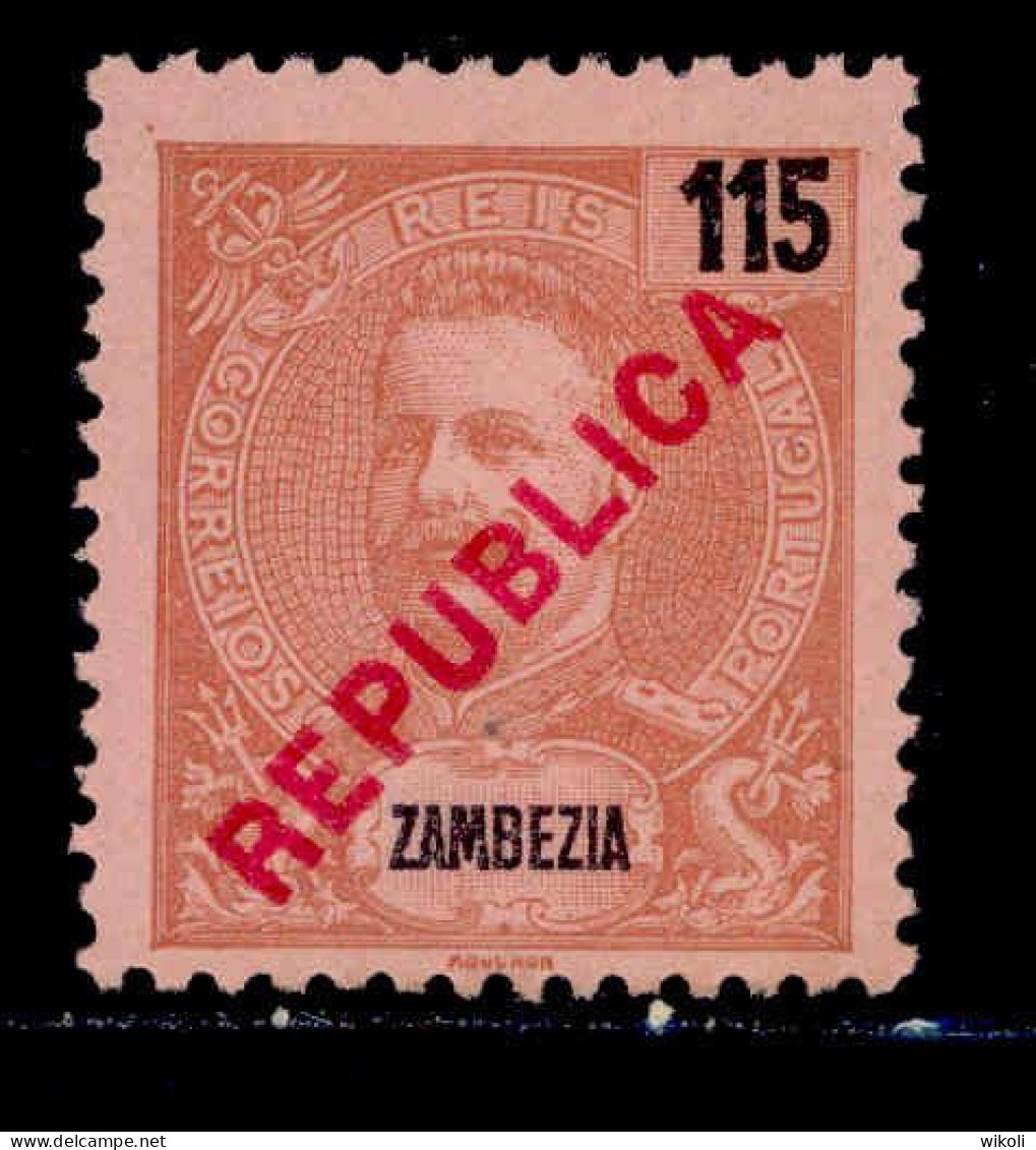 ! ! Zambezia - 1917 King Carlos Local Republica 115 R - Af. 97 - No Gum - Zambèze