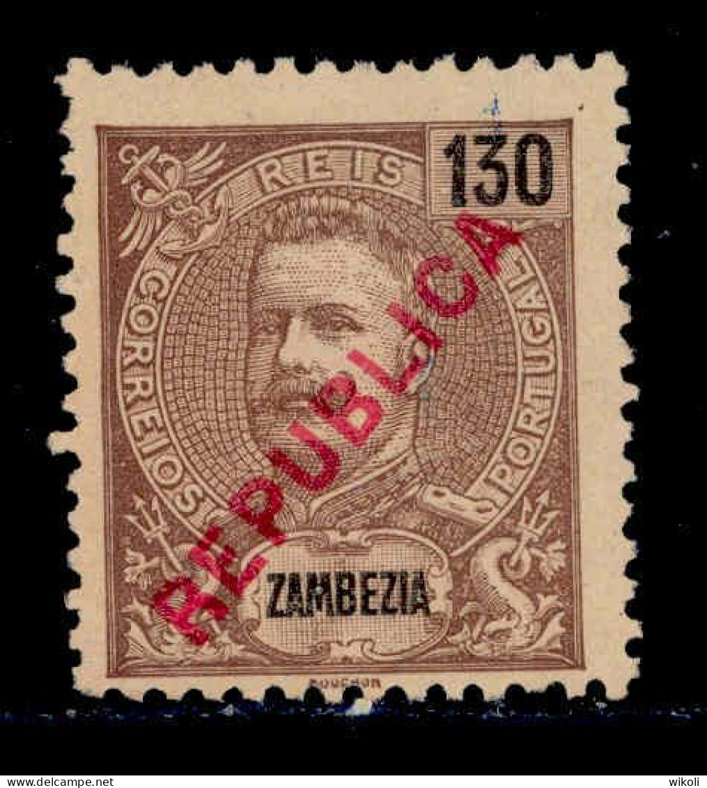 ! ! Zambezia - 1917 King Carlos Local Republica 130 R - Af. 98 - No Gum - Zambèze