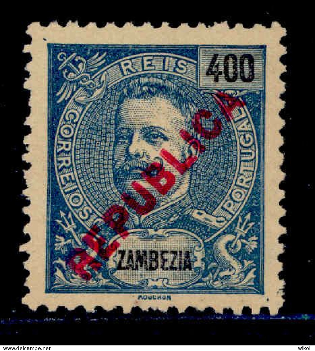 ! ! Zambezia - 1917 King Carlos Local Republica 400 R - Af. 99 - No Gum - Sambesi (Zambezi)