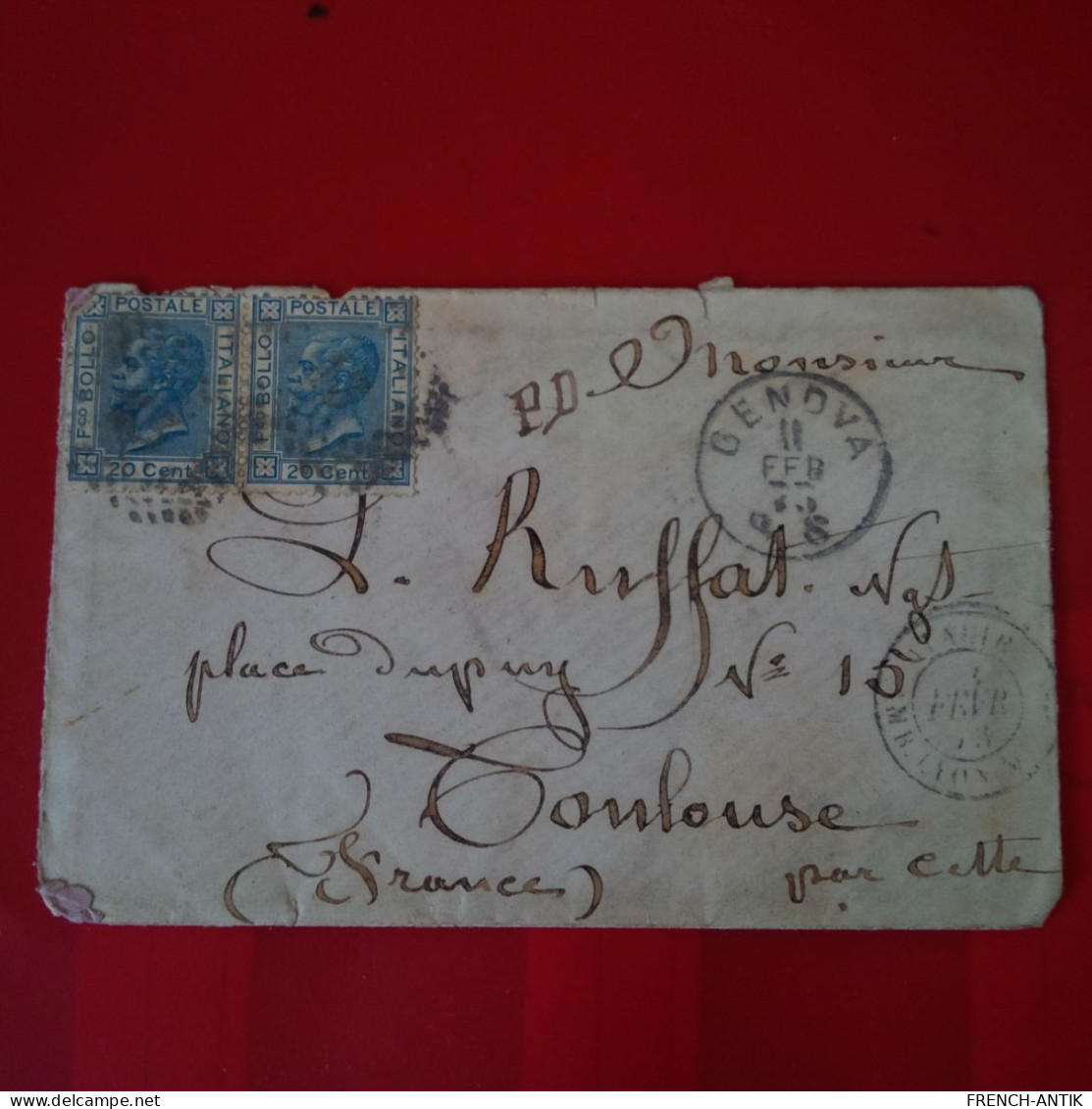 LETTRE ITALIE GENOVA POUR TOULOUSE - Storia Postale