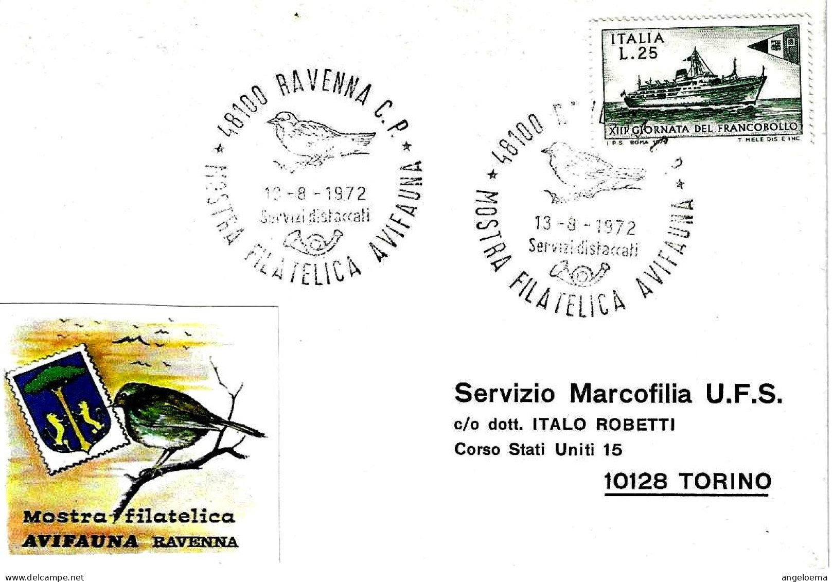 ITALIA ITALY - 1972 RAVENNA Mostra Filatelica Avifauna - 61 - Mussen