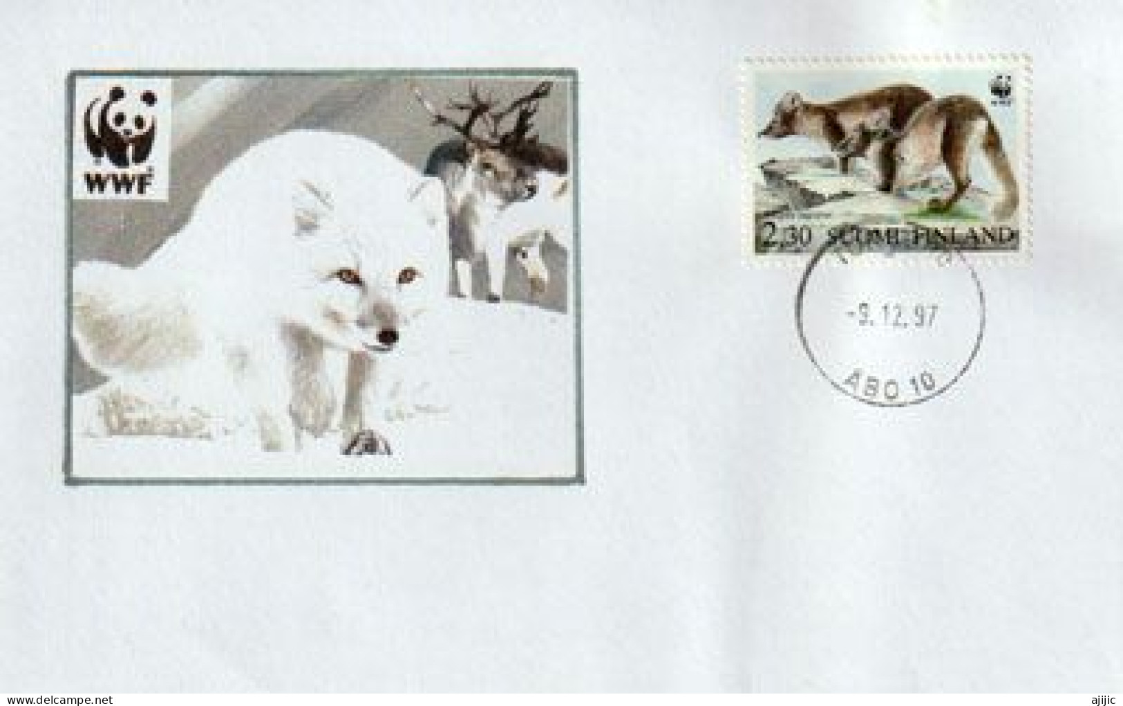 Le Renard Arctique (espèce Menacée) WWF , Sur Lettre De Finlande - Cartas & Documentos