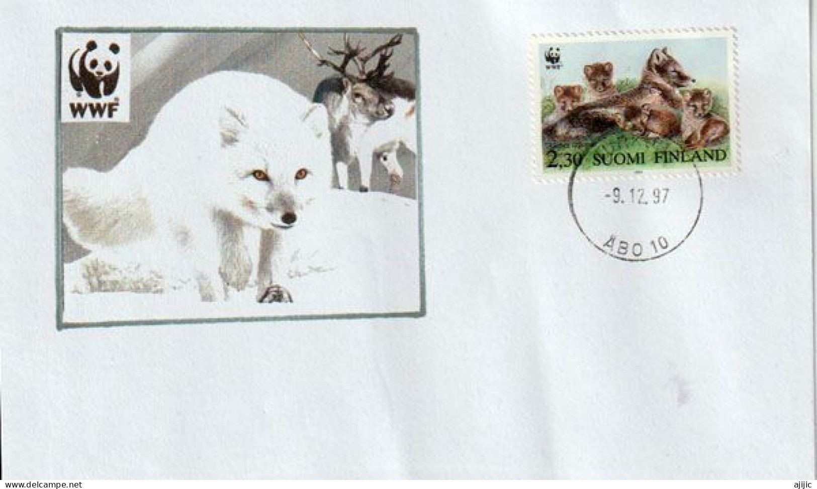 Le Renard Arctique (espèce Menacée) WWF , Sur Lettre De Finlande - Arctic Tierwelt