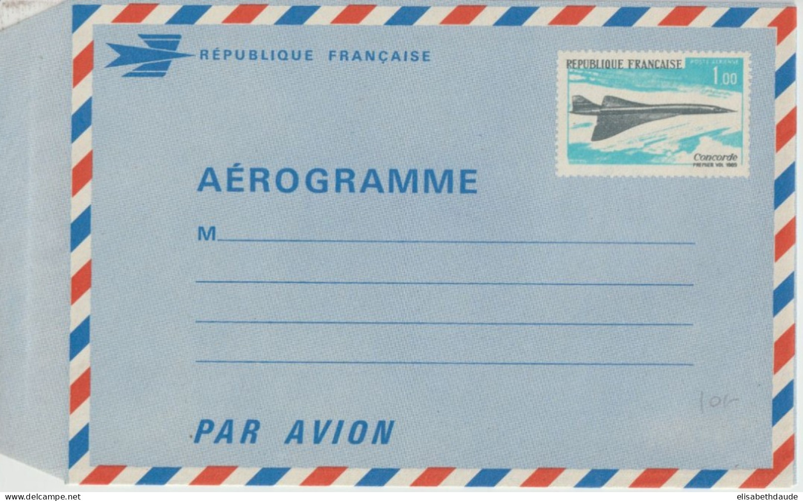1969 - LETTRE ENTIER AEROGRAMME TYPE CONCORDE NEUVE ! - Aerogramas