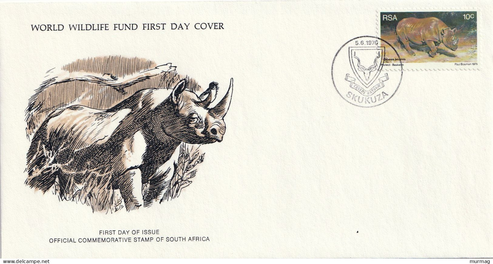 AFRIQUE DU SUD (RSA) - 4 Env. FDC, WWF, Guépard, Rhinoceros, Antilope, Zèbre - 1976 - Médaillier Franklin N° 9-12 - FDC