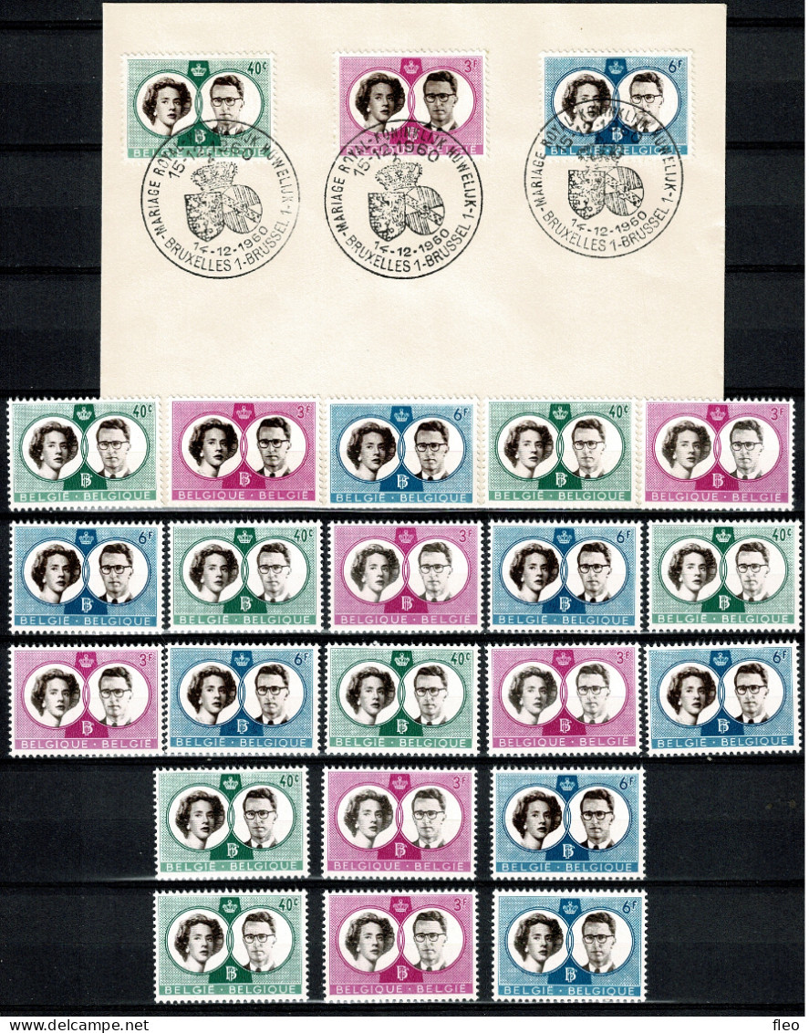 1960 1169/1171 FDC (Brux/Brus) & 7 X Serie** :  ROYAL WEDDING - 1951-1960