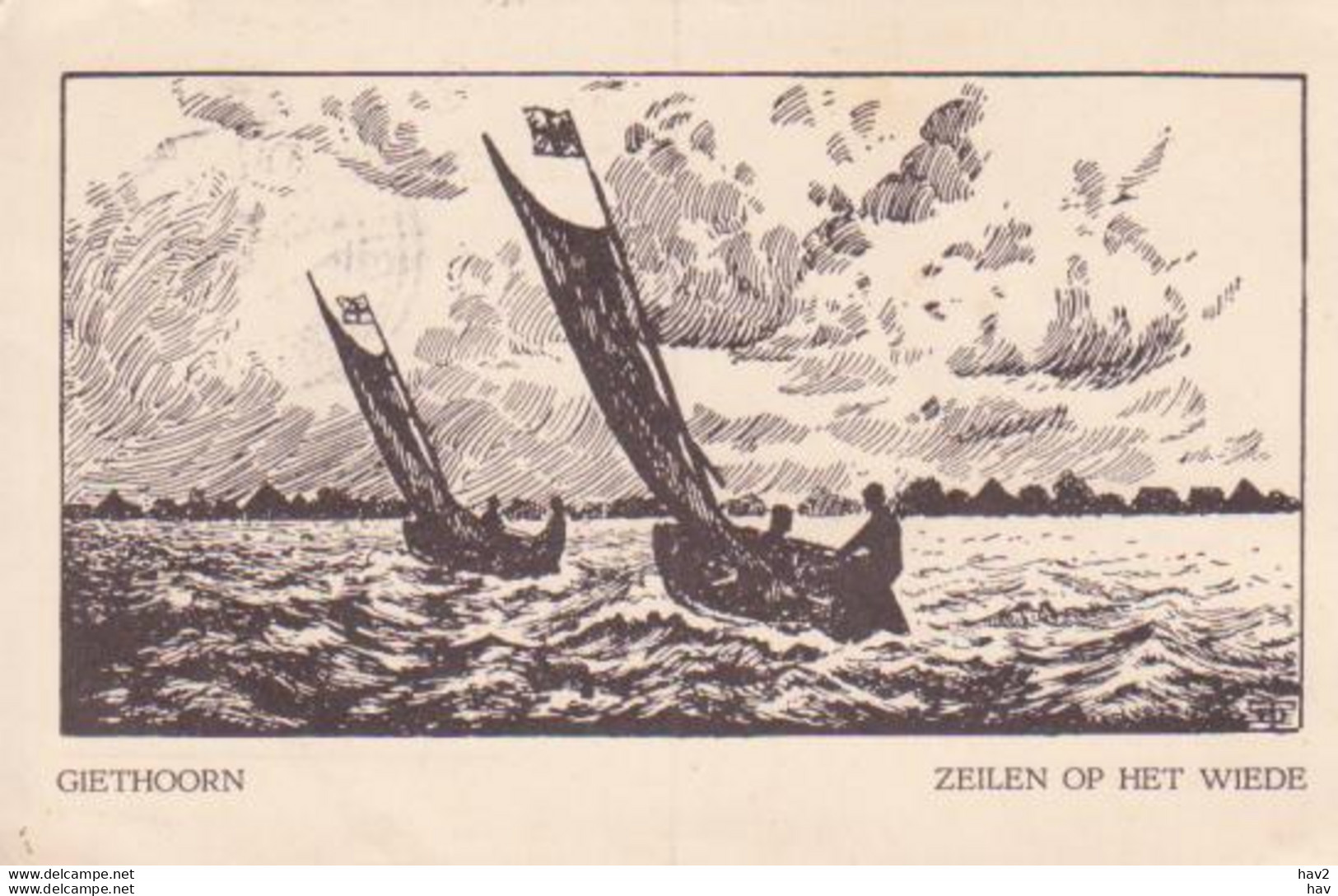 Giethoorn Zeilen Op Het Wiede Tekening RY16585 - Giethoorn