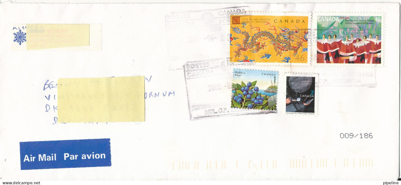 Canada Cover Sent Air Mail To Denmark 28-4-2000 Topic Stamps - Cartas & Documentos