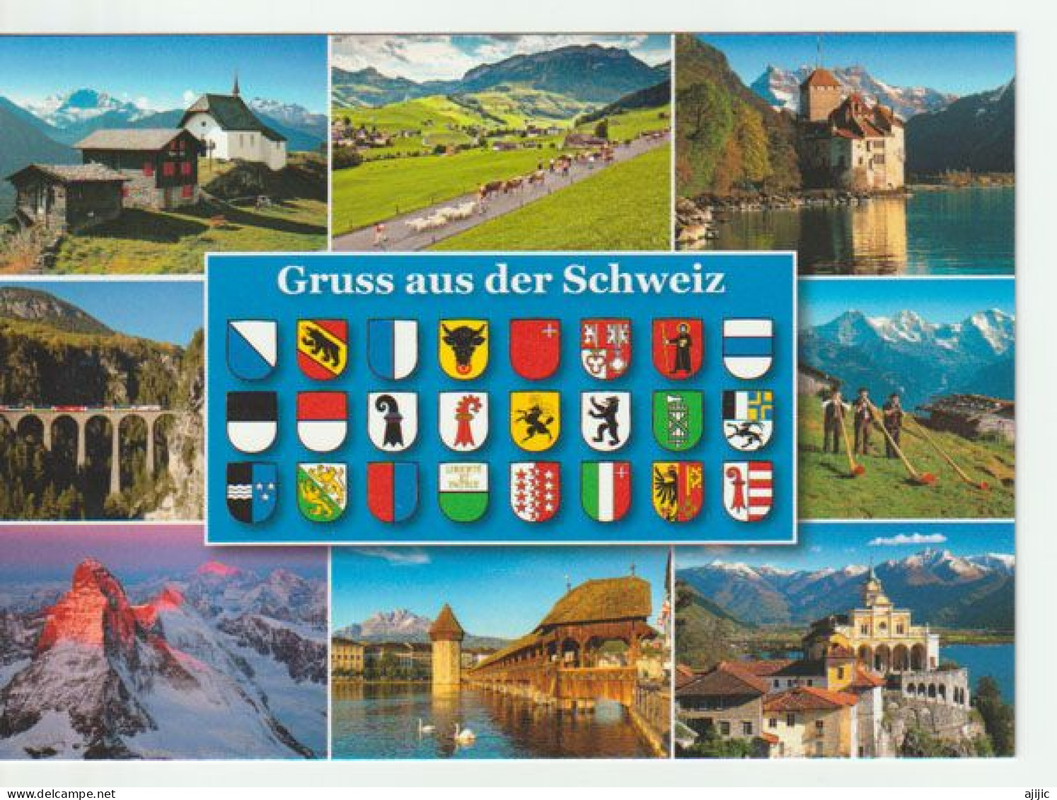 Salutations De Suisse ! Gruss Aus Der Schweiz   Postcard With Blason Of The Swiss Cantons. (unused) - St. Anton