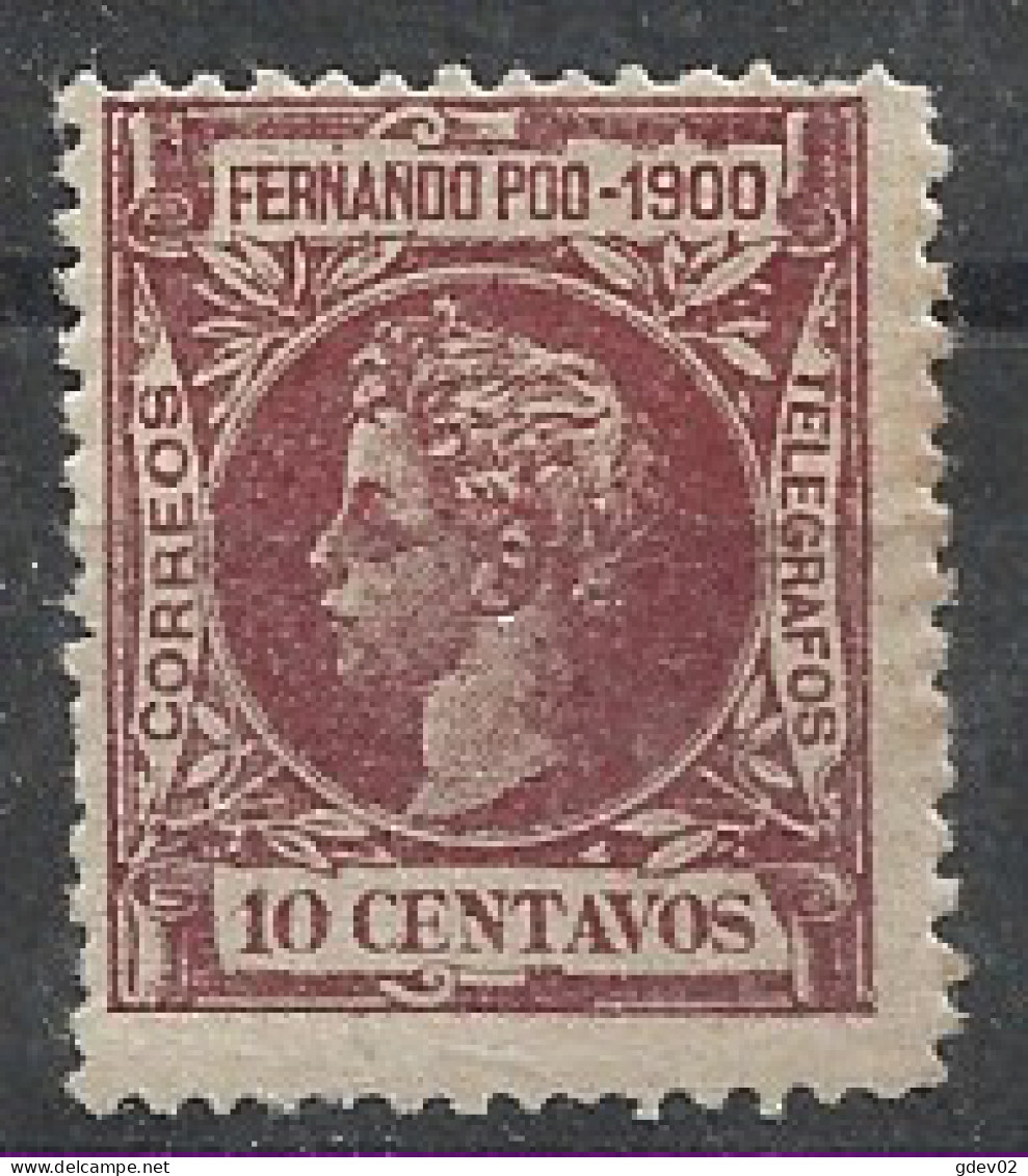 FPOO86SASF-L2073PC-TESPTELEGREF..España  Spain Espagne FERNANDO POO ALFONSO XIII 1900 (Ed 86**)sin Charnela. - Télégraphe