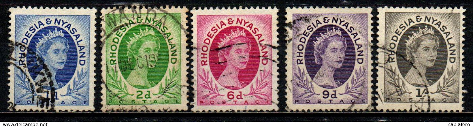 RHODESIA AND NYASALAND - 1954 - EFFIGIE DELLA REGINA ELISABETTA II - USATI - Rhodésie & Nyasaland (1954-1963)