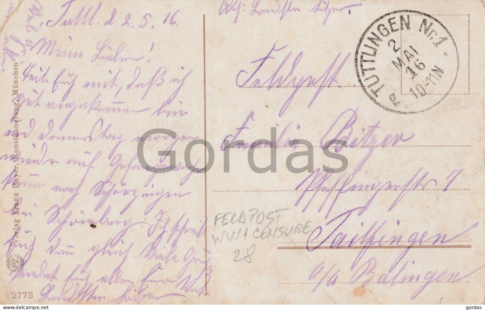 Germany - Tuttlingen - Feldpost - WW1 - Censure - Brucke - Bridge - Tuttlingen