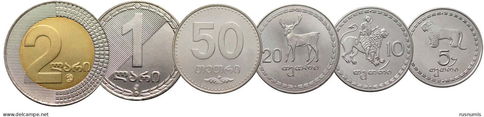 GEORGIA 6 COINS SET 5 10 20 50 TETRI THETRI - 1 2 LARI BIMETAL 1993 2006 UNC - Georgië