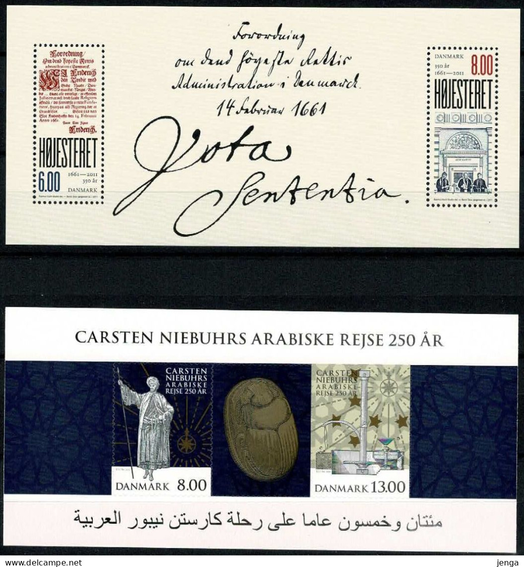 Denmark 2011; The 250th Anniversary Of Carsten Niebuhr's Arabian Expedition And Supreme Court; 2 Souvenir Sheets MNH(**) - Nuovi