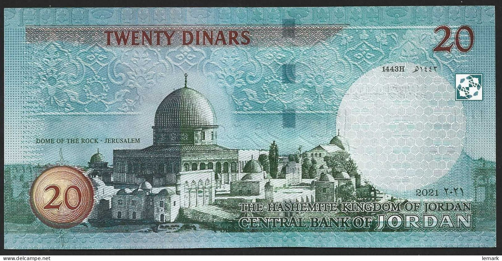 Jordan 20 Dinar 2021 P37 UNC - Jordan