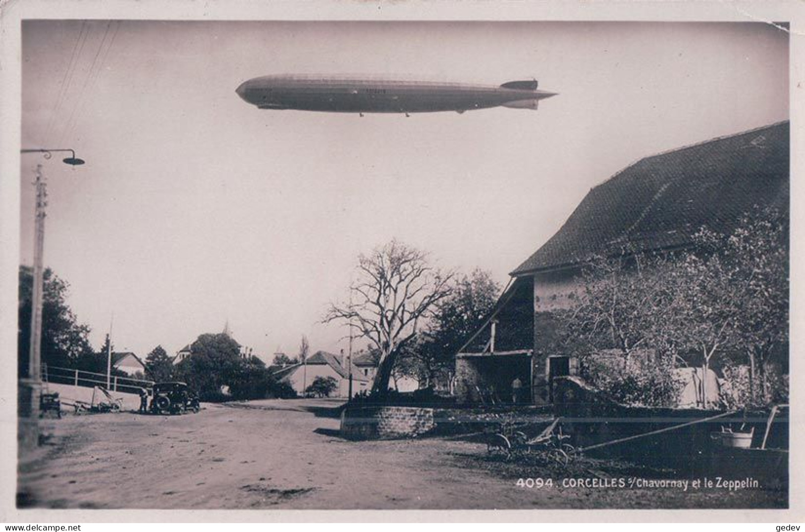 Corcelles Sur Chavornay VD Et Le Zeppelin (4094) Pli D'angle - Chavornay