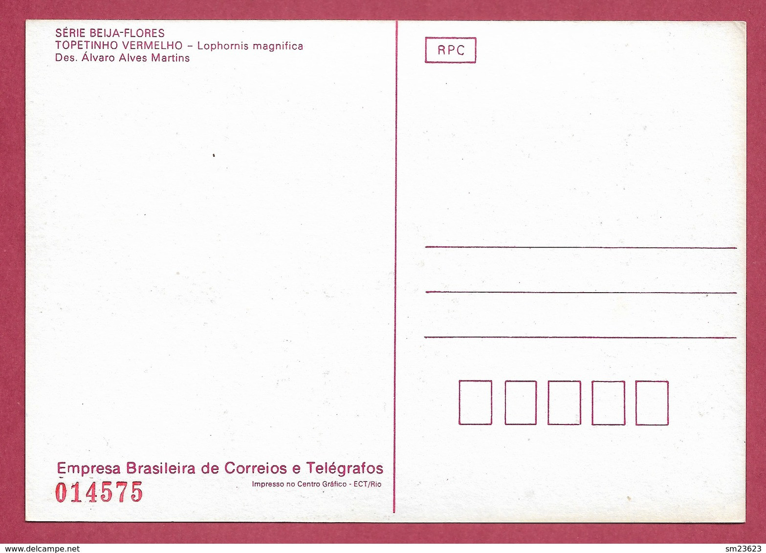 Brasilien  1981 , Serie Beija-Flores - Topetinho Vermelho - Maximum Card Nr. 014575 - First Day  22 Mai 81 - Cartoline Maximum