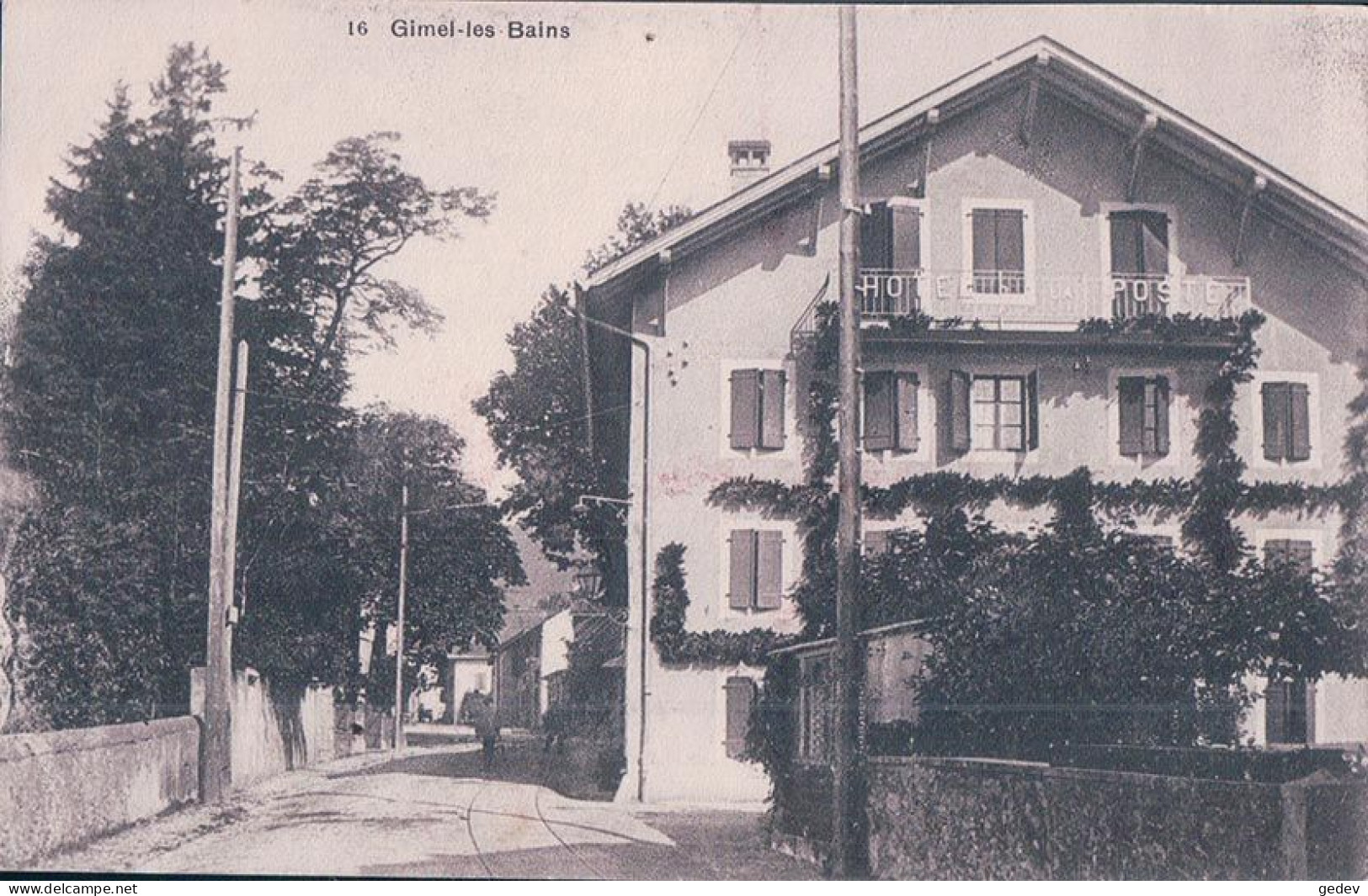 Gimel Les Bains VD, Voie Du Train Et Hôtel De La Poste (16) Trou D'épingle - Gimel