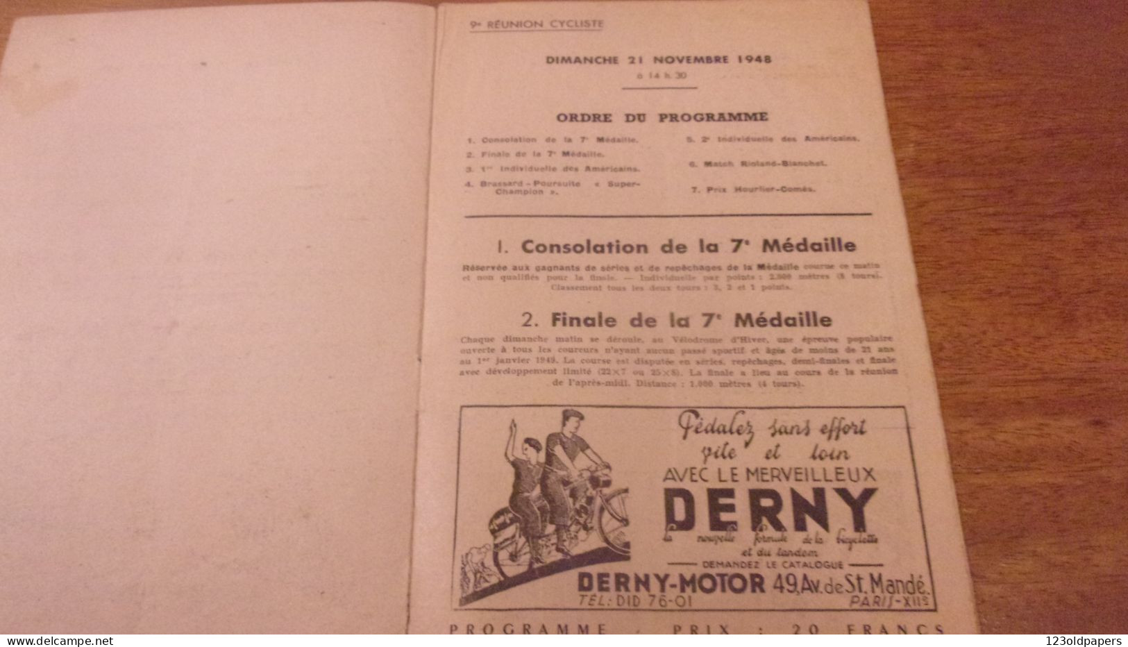 CYCLE VELO PROGRAMME VEL D HIV PALAIS DES SPORTS NOVEMBRE 1948 - Programs