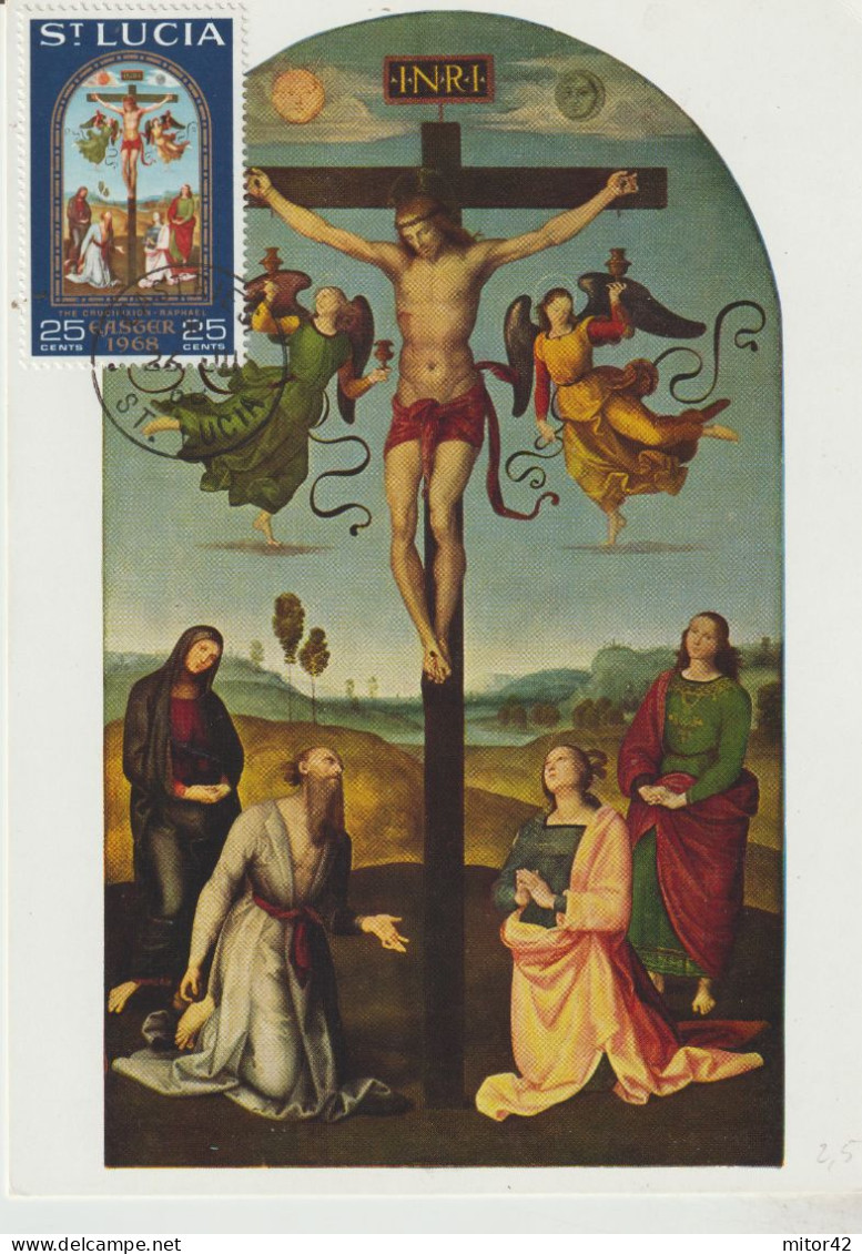 44-Tematica Saluti Da "Italia Nel Mondo"-Santa Lucia-Arte Italiana: Raffaello-Cartolina Maximum Con Annullo Speciale - Souvenir De...