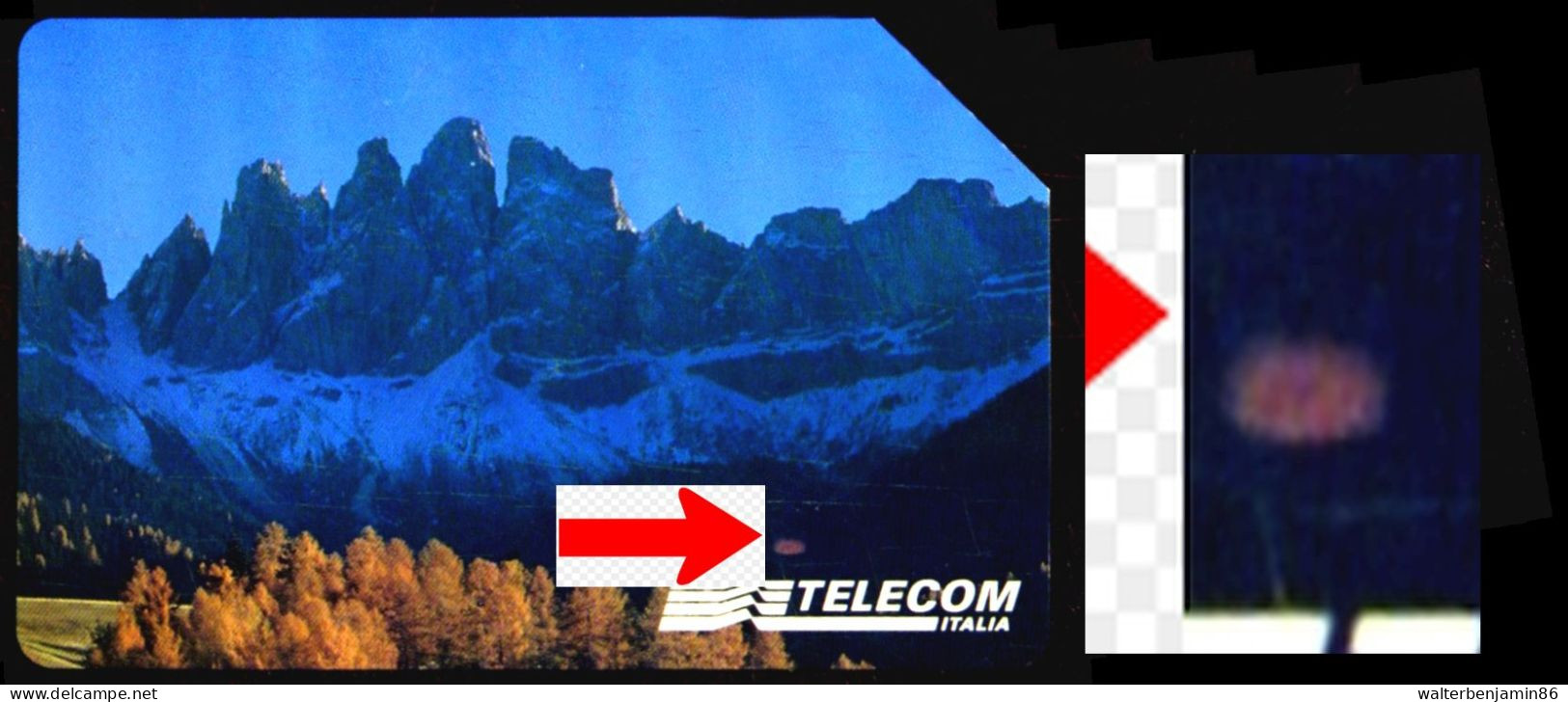 G AA 65 C&C 2729 SCHEDA TELEFONICA USATA DOLOMITI 2/4 VARIANTE MACCHIA - Errori & Varietà