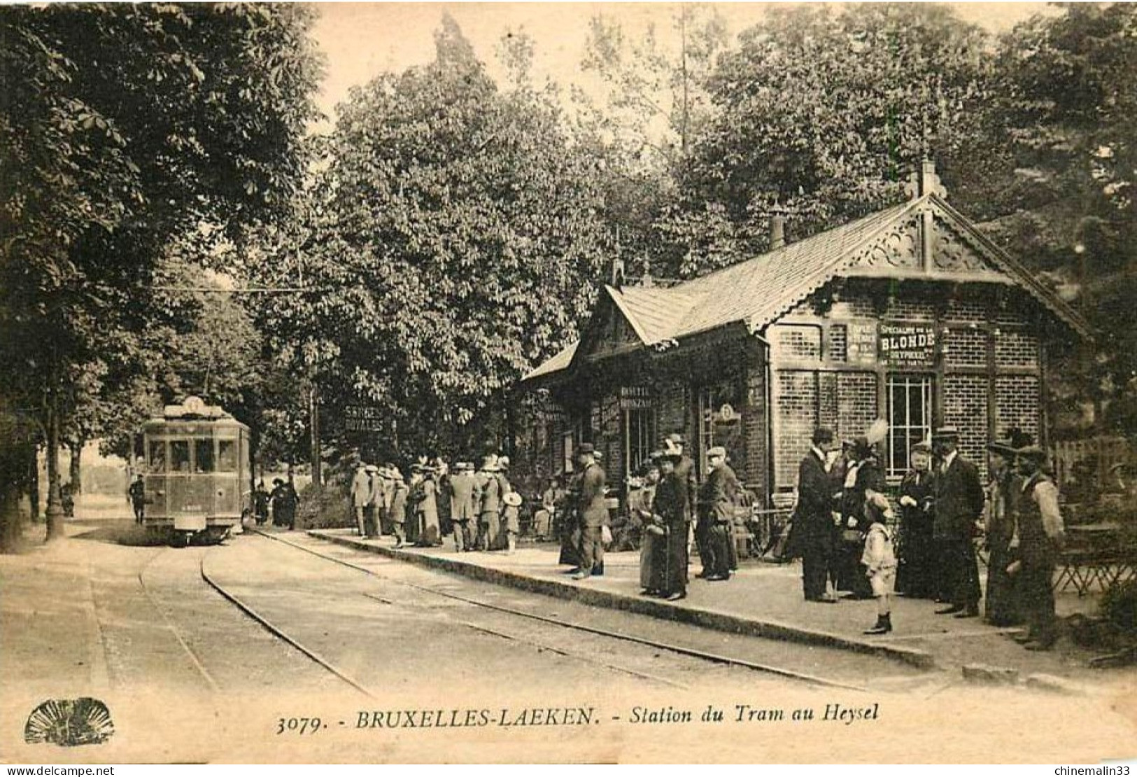 BELGIQUE BRUXELLES-LAEKEN STATION DU TRAM AU HEYSEL TRÈS  BELLE ANIMATION 9X14 REIMPRESSION DE CARTES ANCIENNES - Vervoer (openbaar)