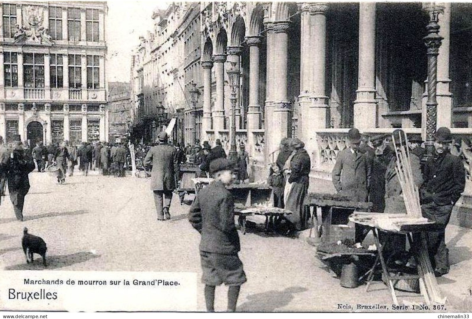 BELGIQUE BRUXELLES MARCHANDS DE MOURRON SUR LA GRAND'PLACE TRÈS  BELLE ANIMATION 9X14 REIMPRESSION DE CARTES ANCIENNES - Old Professions