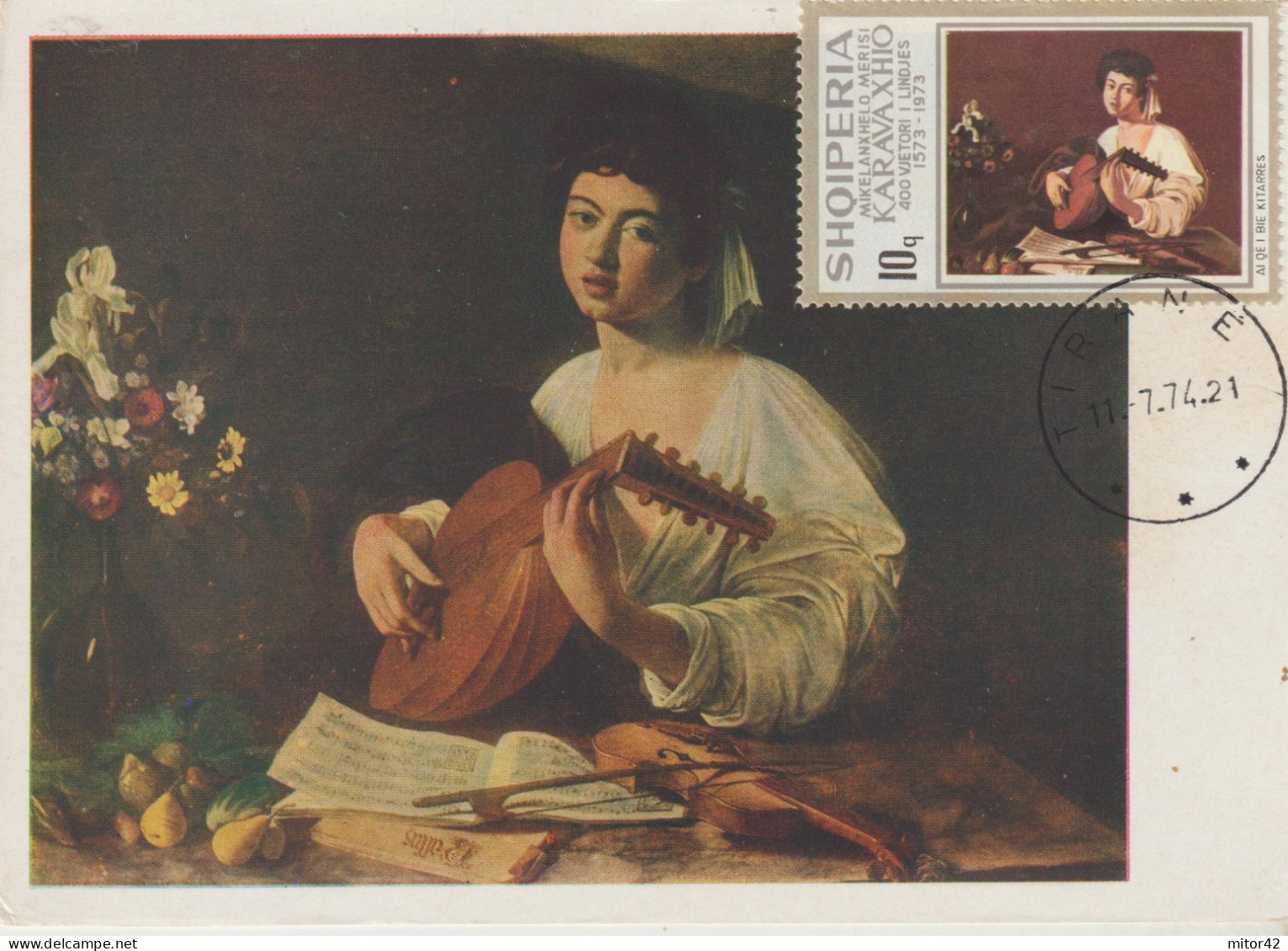 68-Tematica Saluti Da "Italia Nel Mondo"-Albania-Arte Italiana:Caravaggio-Cartolina Maximum Con Annullo Speciale - Souvenir De...