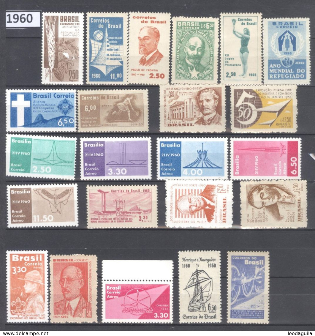 BRAZIL 1960  FULL YEAR COLLECTION  - 23 UNUSED COMMEMORATIVES STAMPS - Full Years