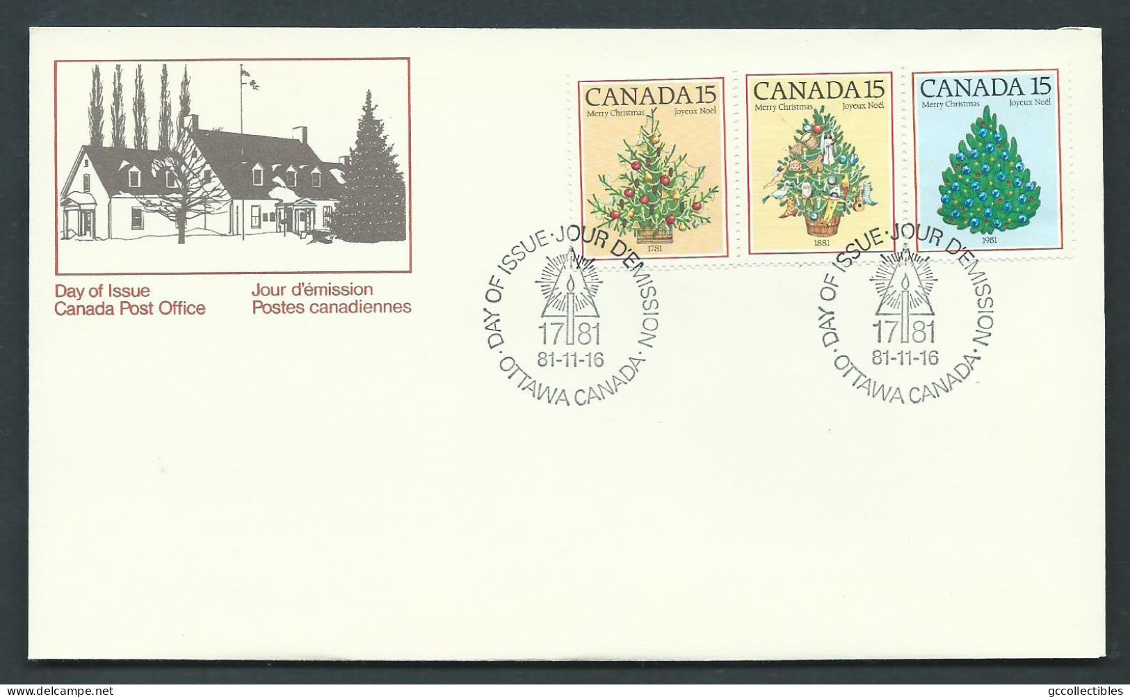 Canada # 900-901-902 UL. & UR. PB. MNH + FDC's - Christmas 1981 - Trees - Blocs-feuillets