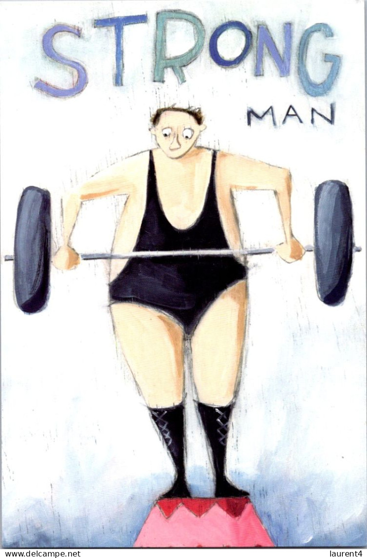 11-8-2023 (2 T 15) Advertising Postcard - Strong Man (humour - Weight Liftinh) - Weightlifting