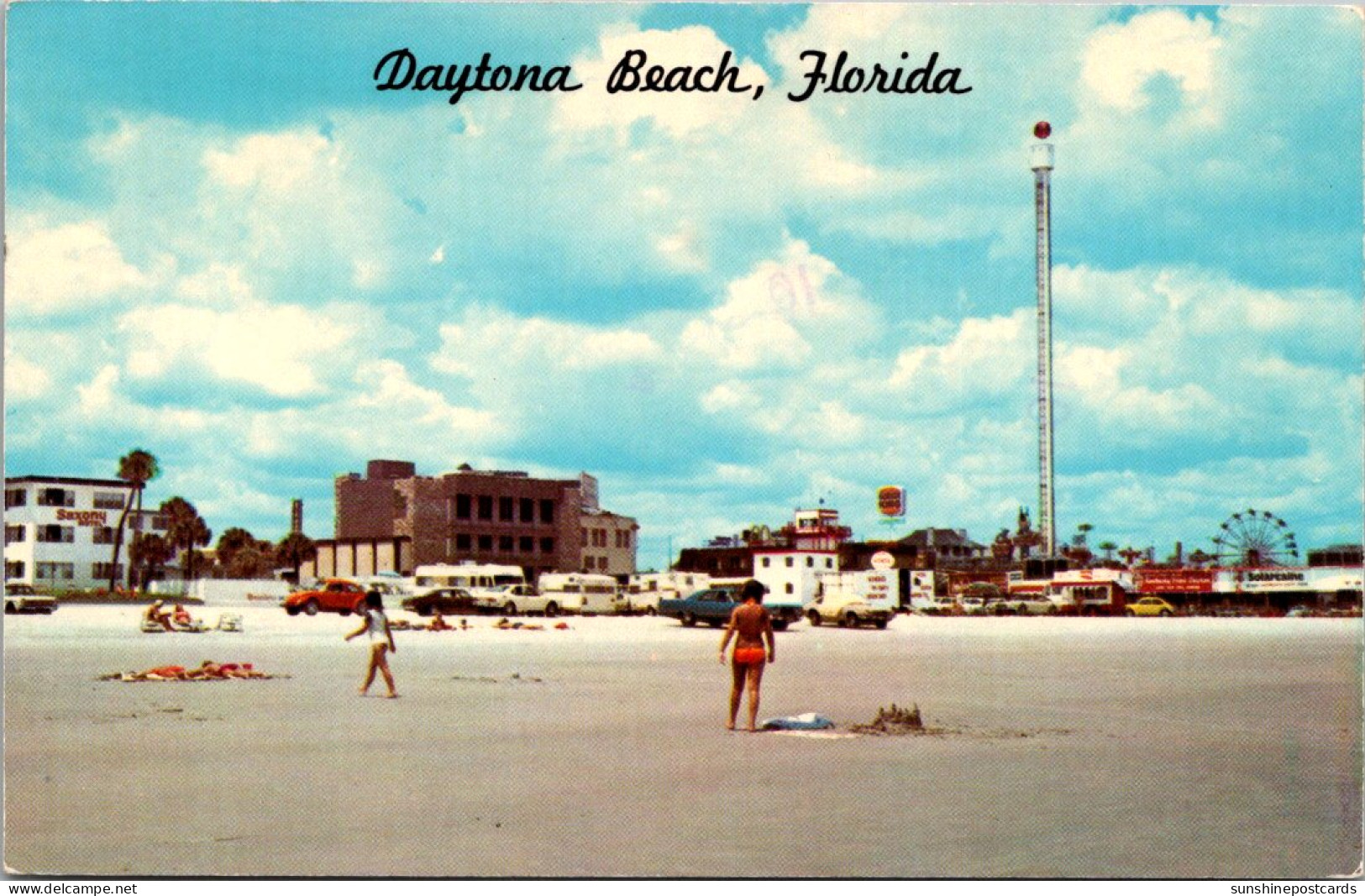 Florida Daytona Beach Showing Space Needle On The Wolrd's Most Famous Beach 1975 - Daytona