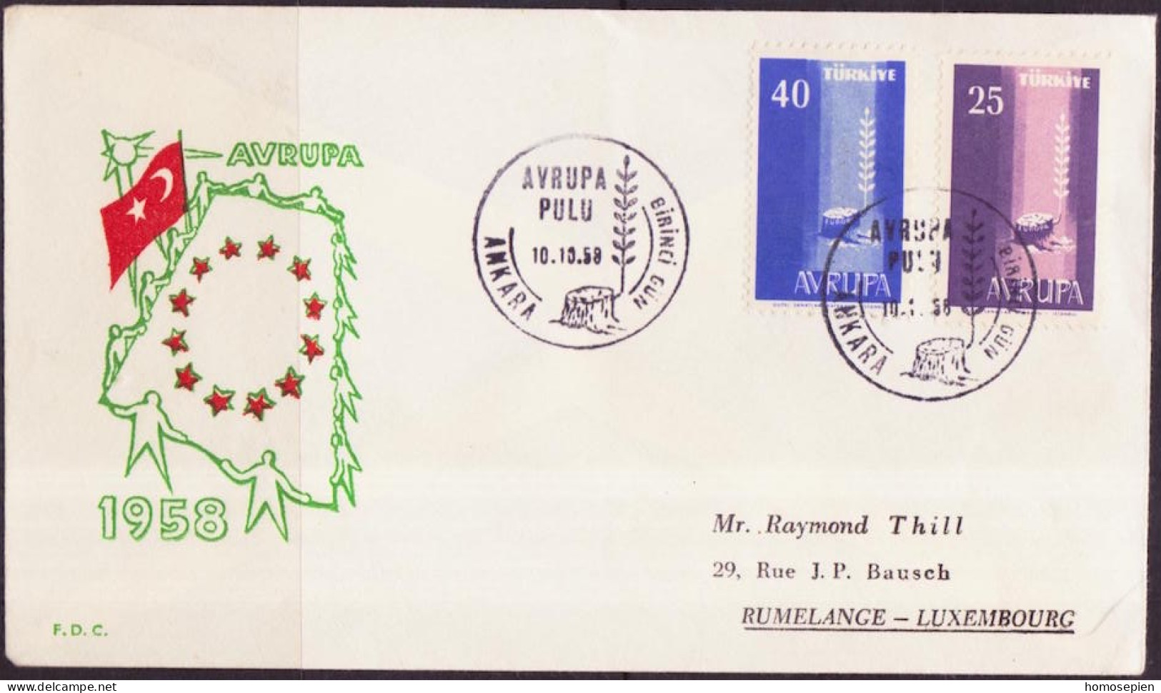 Europa CEPT 1958 Turquie - Türkei - Turkey FDC3 Y&T N°1412 à 1413 - Michel N°1610 à 1611 - 1958