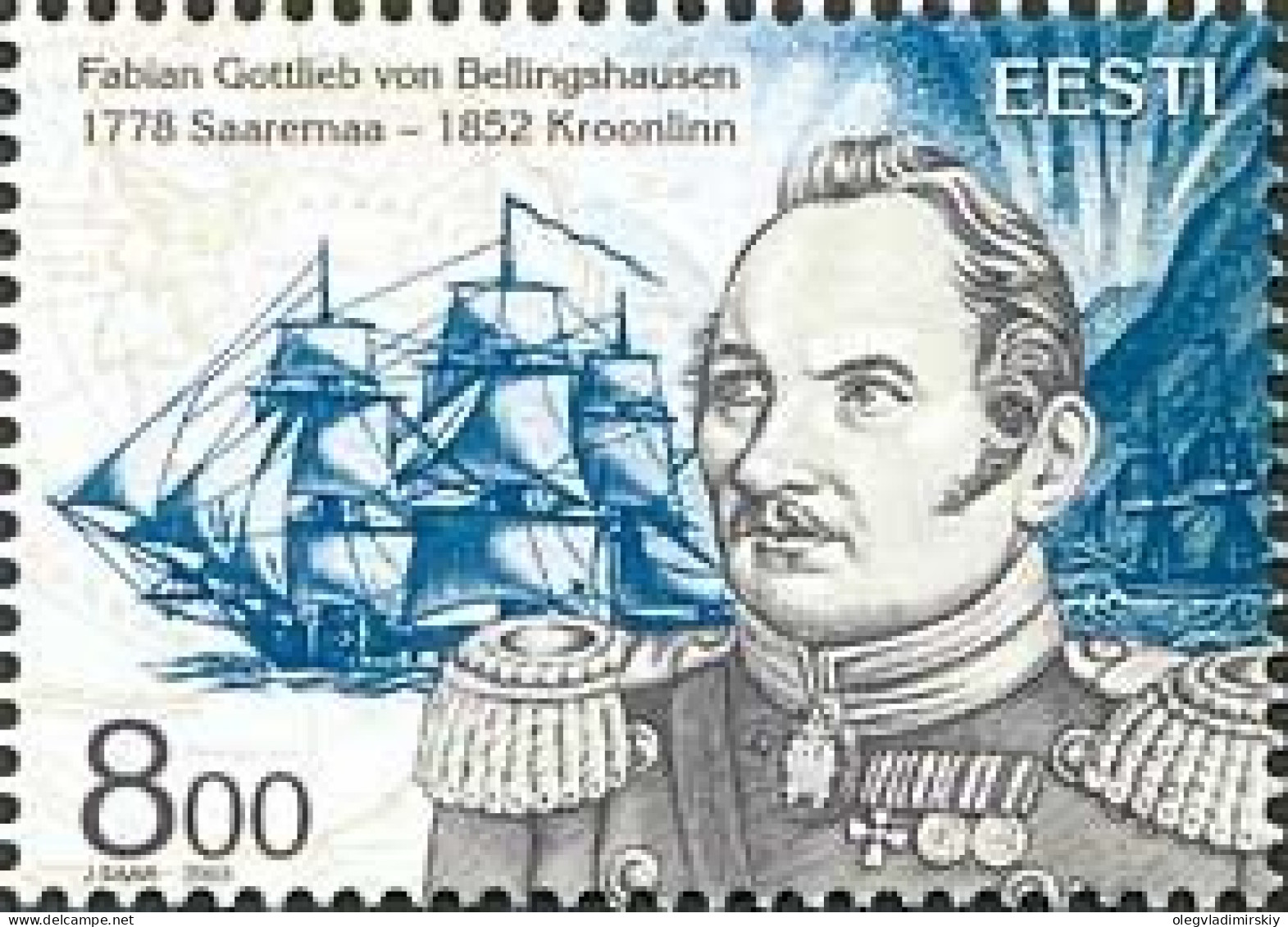 Estonia Estland 2003 Fabian Bellinshausen 225 Ann Stamp Mint - Explorateurs & Célébrités Polaires