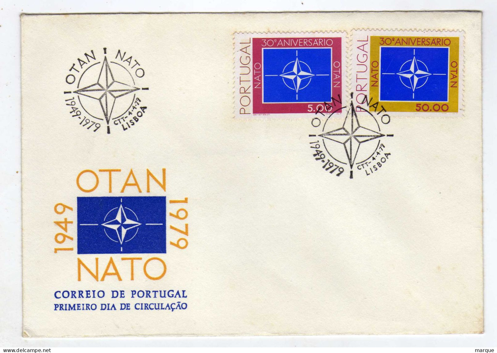 Enveloppe 1er Jour PORTUGAL Oblitération OTAN NATO LISBOA 04/04/1979 - FDC