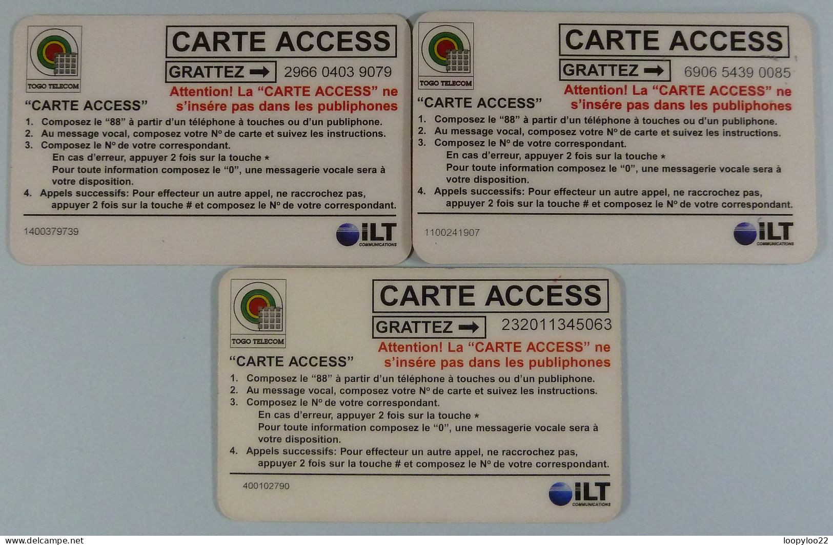 TOGO - Prepaid - Set Of 3 - Carte Access - 50, 100 & 200 Units - Used - Togo