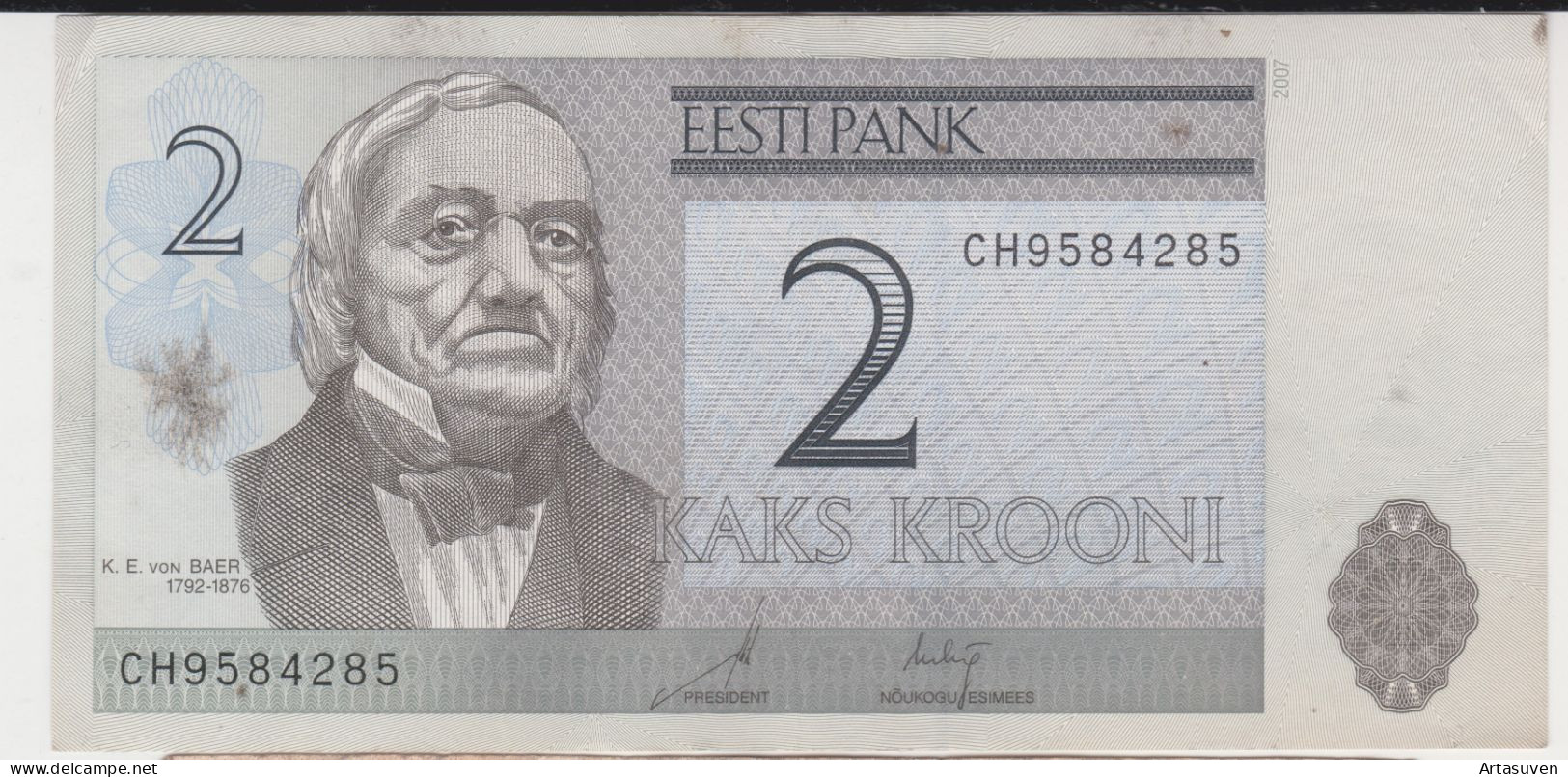 ESTONIA 2 Krooni 2007 Paper Money Banknote Estland - Estonie