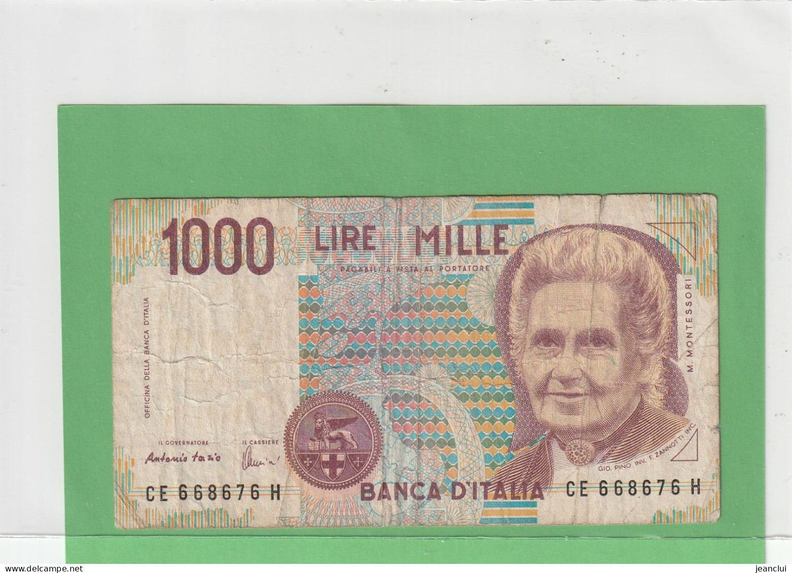 BANCA D'ITALIA  .  1.000 LIRE . M. MONTESSORI  .  N°  CE 668676 H  .  2 SCANES - 1000 Lire