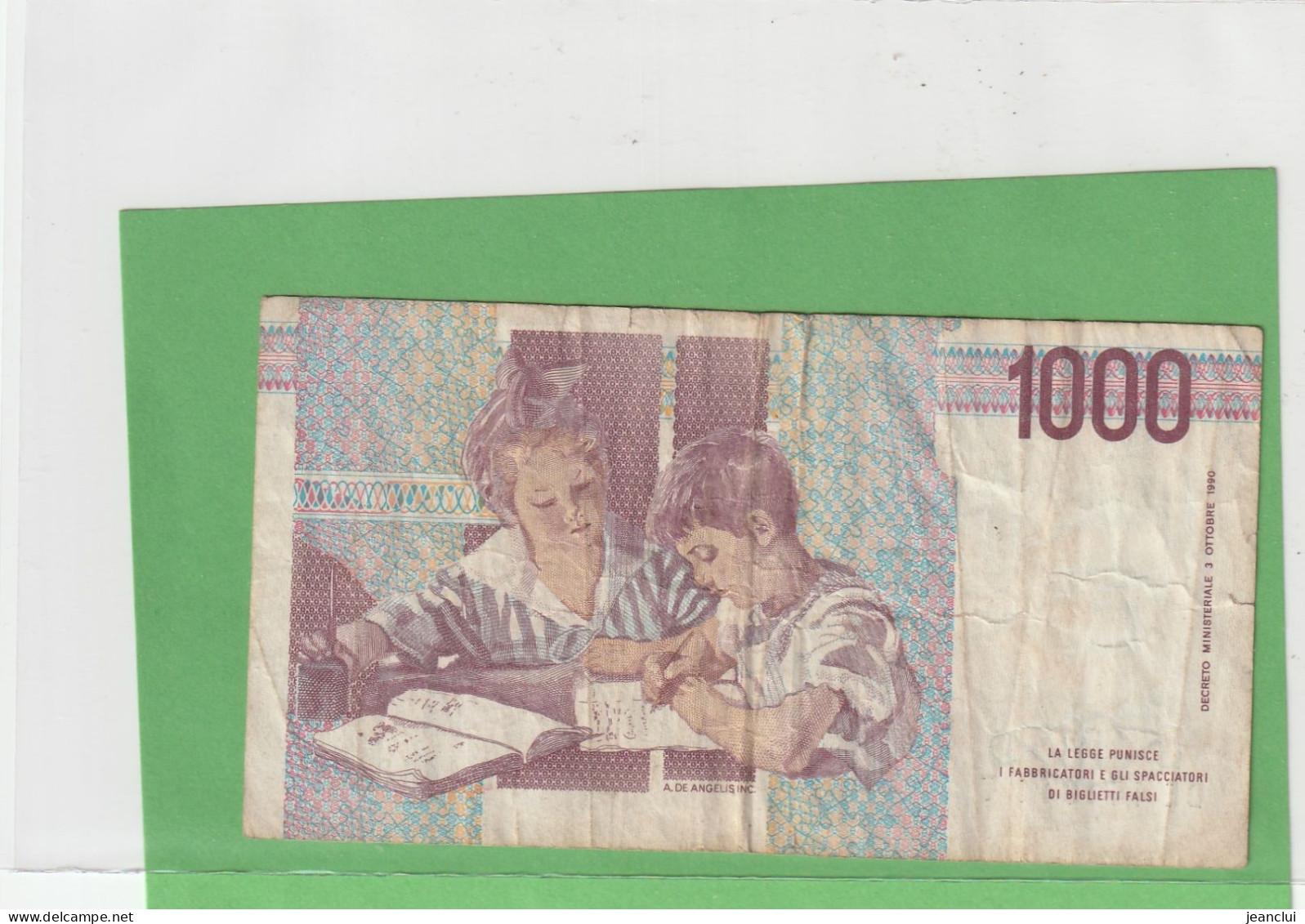 BANCA D'ITALIA  .  1.000 LIRE . M. MONTESSORI  .  N°  DE 441811 T  .  2 SCANES - 1000 Liras