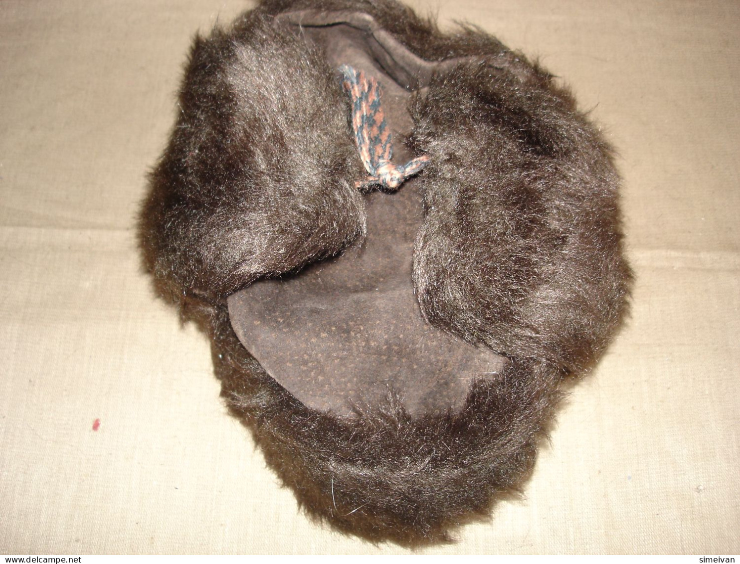 Vintage Hat With Ear Flaps Dark Brown Artificial Leather  #0286