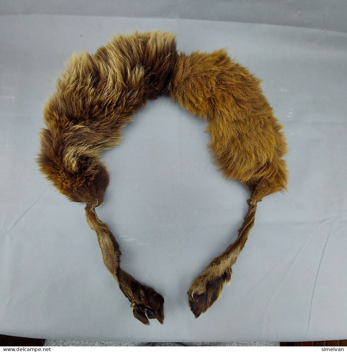 Vintage Real Fox Fur Brown Leather Collar 105cm(41'') #0287 - Hoofddoeken En Sjaals
