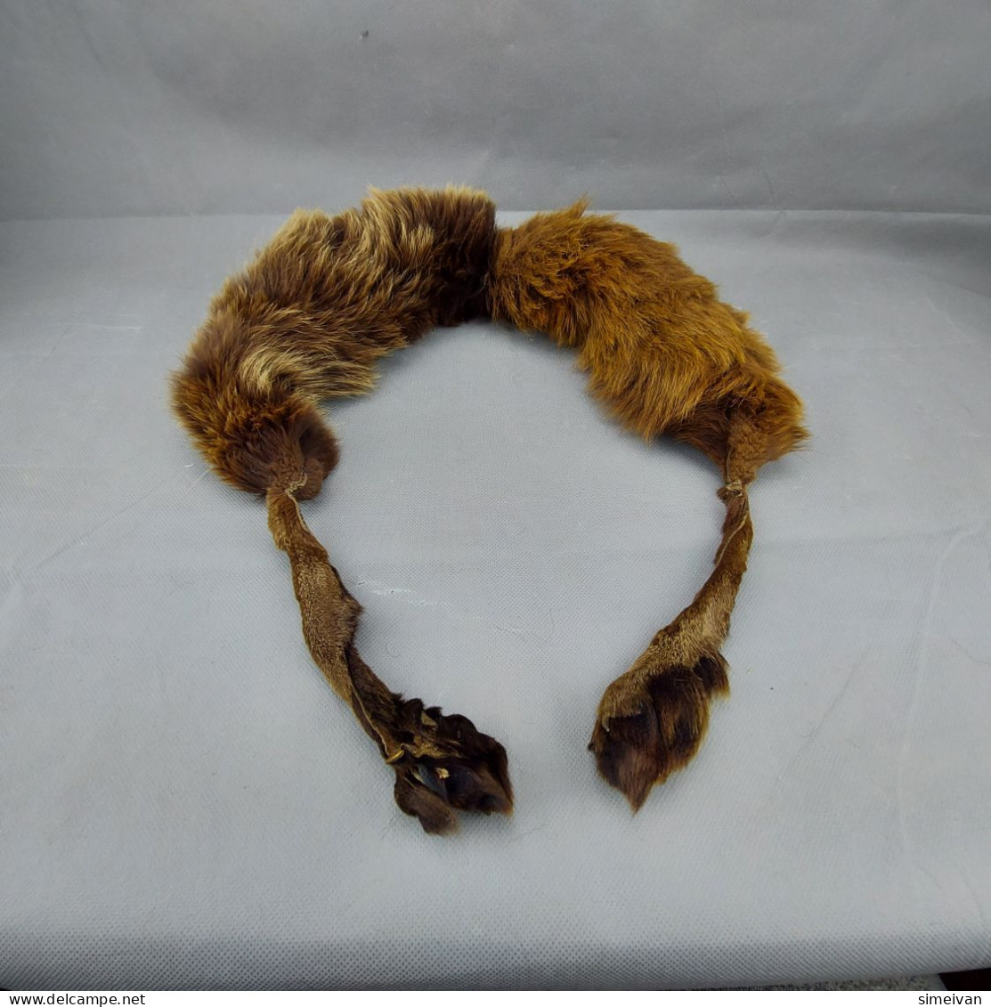 Vintage Real Fox Fur Brown Leather Collar 105cm(41'') #0287 - Foulards