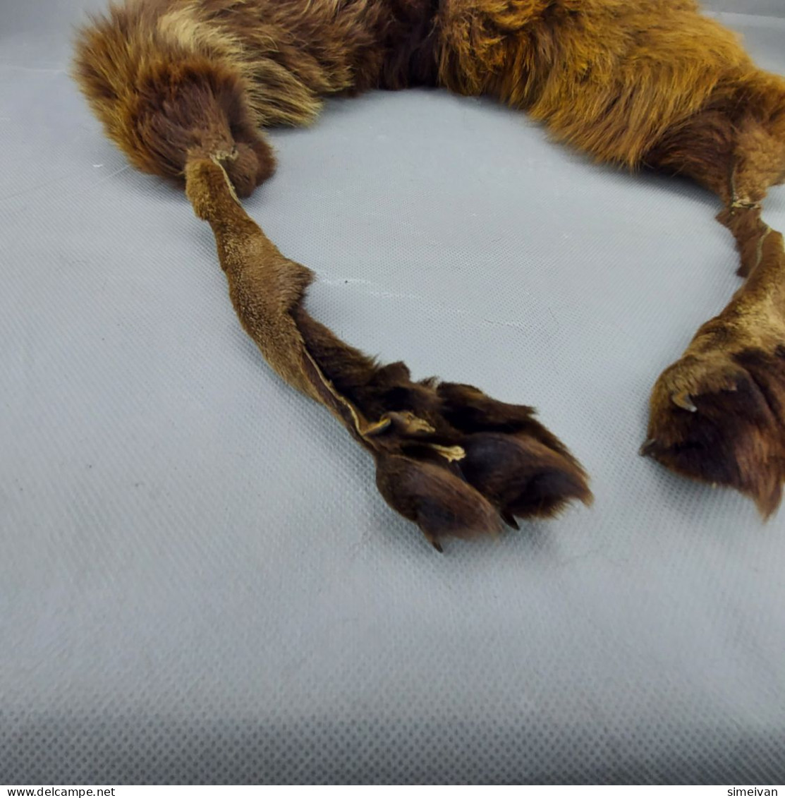 Vintage Real Fox Fur Brown Leather Collar 105cm(41'') #0287 - Scarves