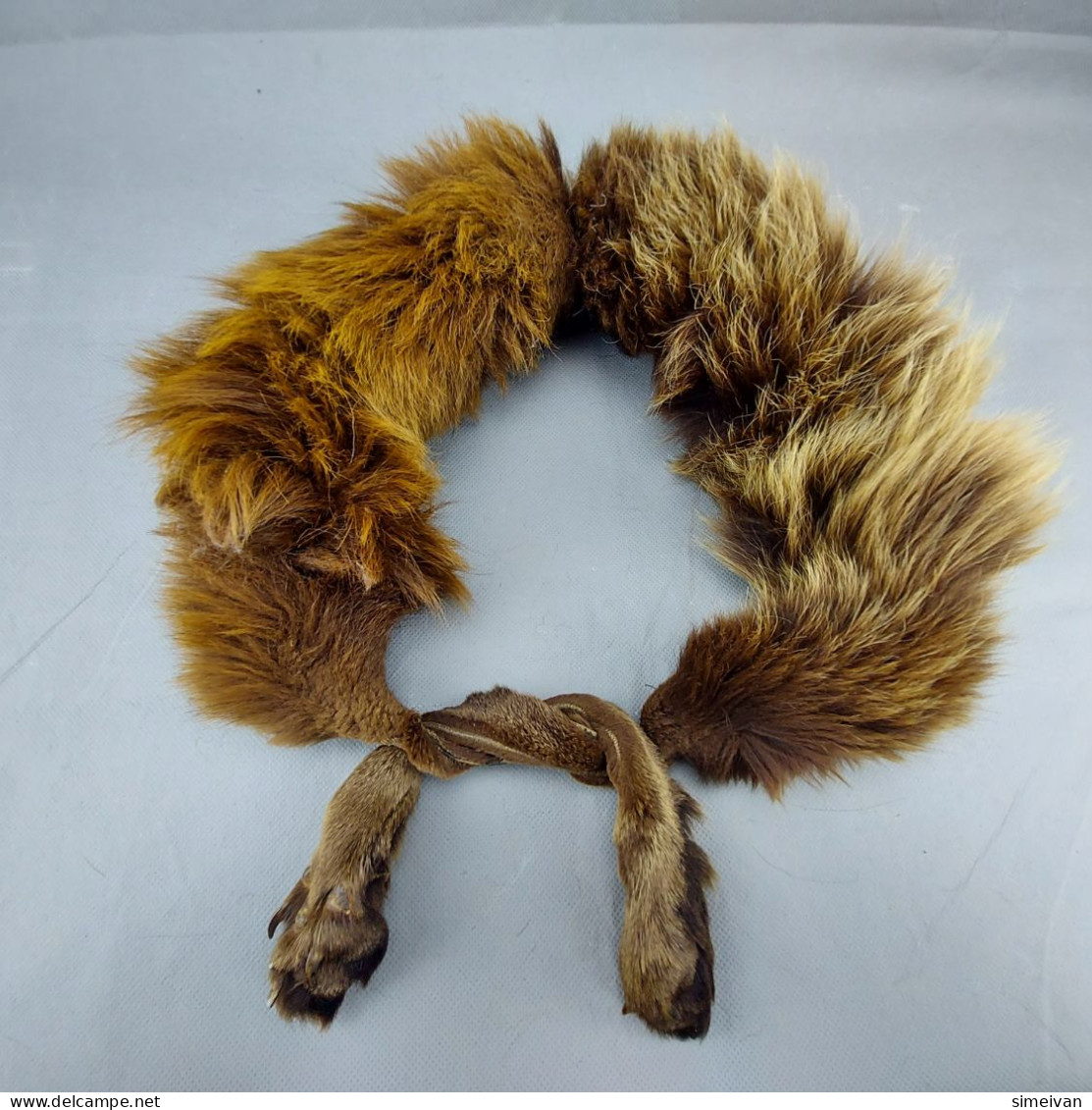 Vintage Real Fox Fur Brown Leather Collar 105cm(41'') #0287 - Scarves