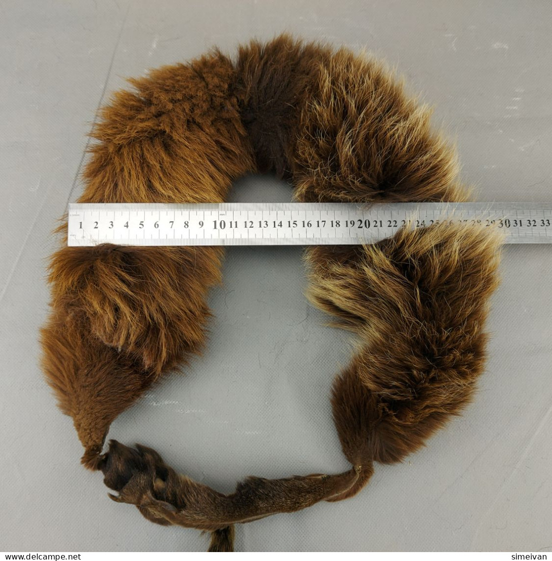 Vintage Real Fox Fur Brown Leather Collar 105cm(41'') #0287