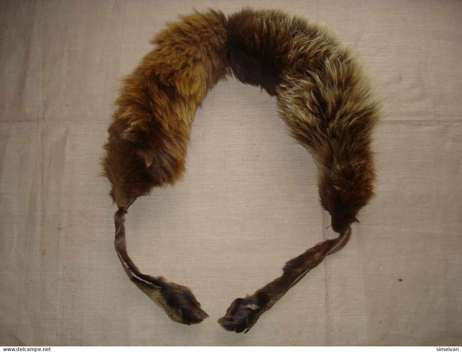 Vintage Real Fox Fur Brown Leather Collar 105cm(41'') #0287
