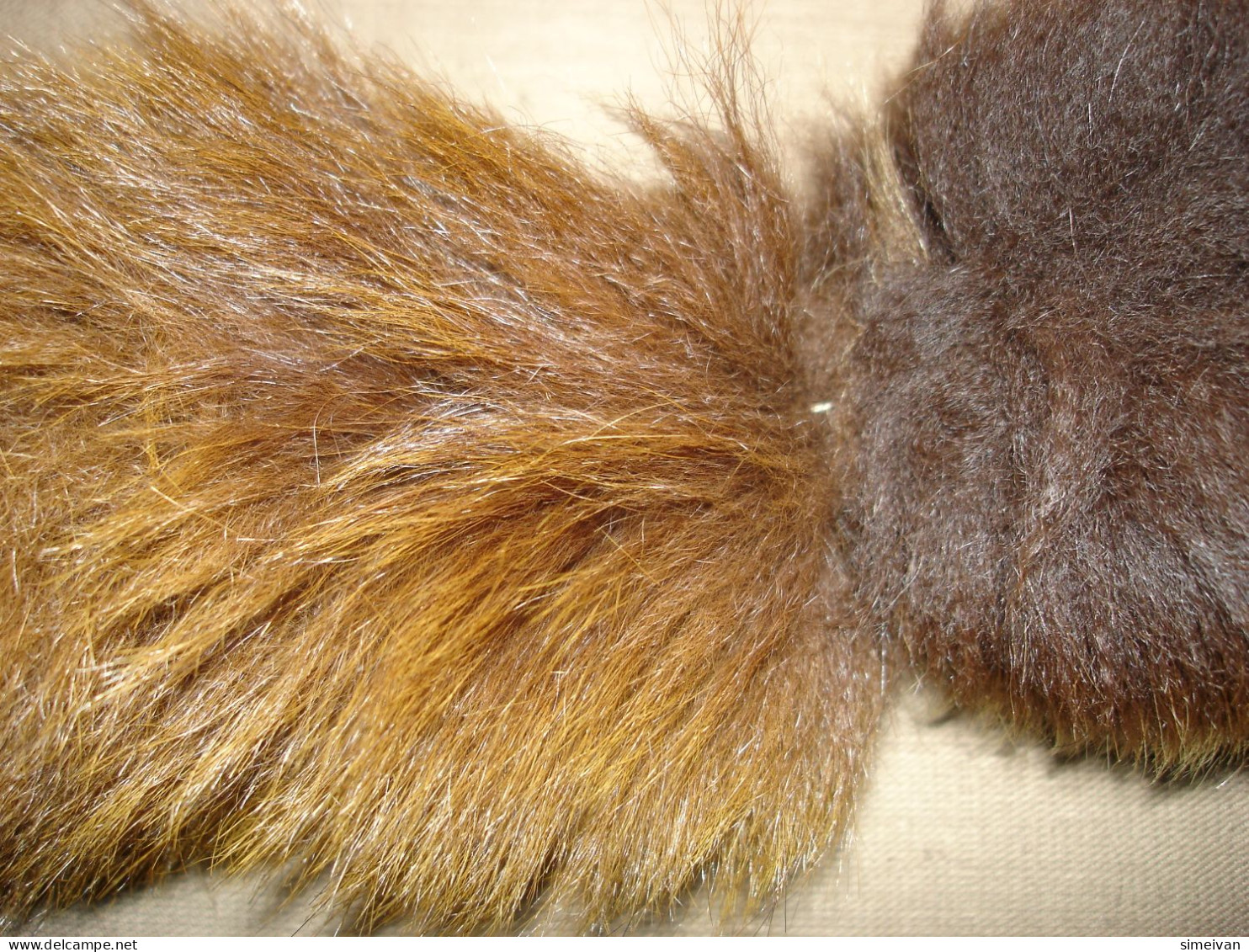 Vintage Real Fox Fur Brown Leather Collar 105cm(41'') #0287